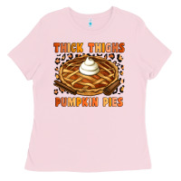 Bubblegum Pink Thick Thighs Pumpkin Pies Ladies Tee - Artiststas