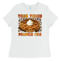 White Thick Thighs Pumpkin Pies Ladies Tee - Artiststas