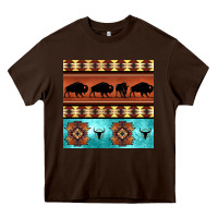 Chocolate Brown native american aztec seamless pattern 2 Heavy Core Tee - BundleAndBundleShop