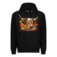 Black highland cow christmas Premium Hoodie - RanaPortraitStore