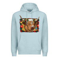 Blue Mist highland cow christmas Premium Hoodie - RanaPortraitStore
