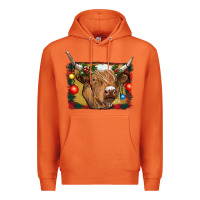 Carrot highland cow christmas Premium Hoodie - RanaPortraitStore