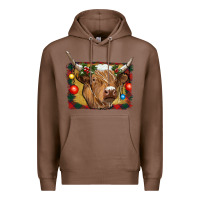 Chestnut highland cow christmas Premium Hoodie - RanaPortraitStore