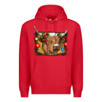 Red highland cow christmas Premium Hoodie - RanaPortraitStore
