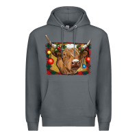 Rock highland cow christmas Premium Hoodie - RanaPortraitStore