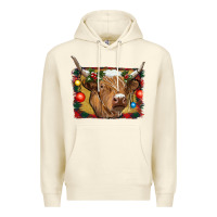 Sandshell highland cow christmas Premium Hoodie - RanaPortraitStore