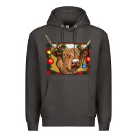 Smoke highland cow christmas Premium Hoodie - RanaPortraitStore