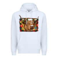 White highland cow christmas Premium Hoodie - RanaPortraitStore