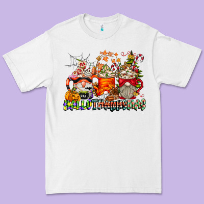 Hallothanksmas Gnome Coffee Cups Premium Tee Designed By Cowhidedigitalart