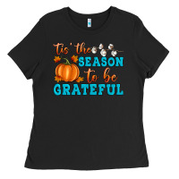 Black Tis' the Season To Be Grateful Ladies Tee - Artiststas