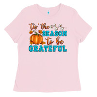 Bubblegum Pink Tis' the Season To Be Grateful Ladies Tee - Artiststas
