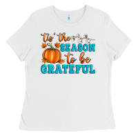 White Tis' the Season To Be Grateful Ladies Tee - Artiststas
