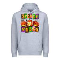 Heather Grey spooky vibes Premium Hoodie - AdoDesignShop