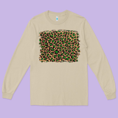 Leopard With Green Glitter Long Sleeve Tee Designed By Artiststas