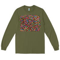 Army Green leopard with multiple color glitters Long Sleeve Tee - Artiststas