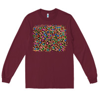 Burgundy leopard with multiple color glitters Long Sleeve Tee - Artiststas
