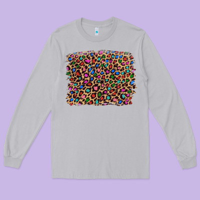 Leopard With Multiple Color Glitters Long Sleeve Tee Designed By Artiststas