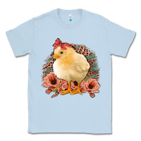 Dusty Blue Chick With Flowers Feopard Classic Tee - Jasminsmagicworld