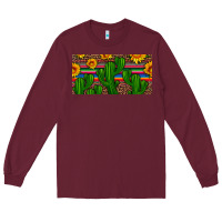Burgundy sunflowers and cactus license plate Long Sleeve Tee - Artiststas