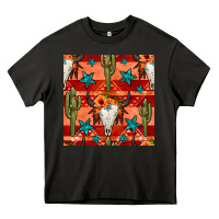 Asphalt bull skull cactus seamless pattern Heavy Core Tee - BundleAndBundleShop