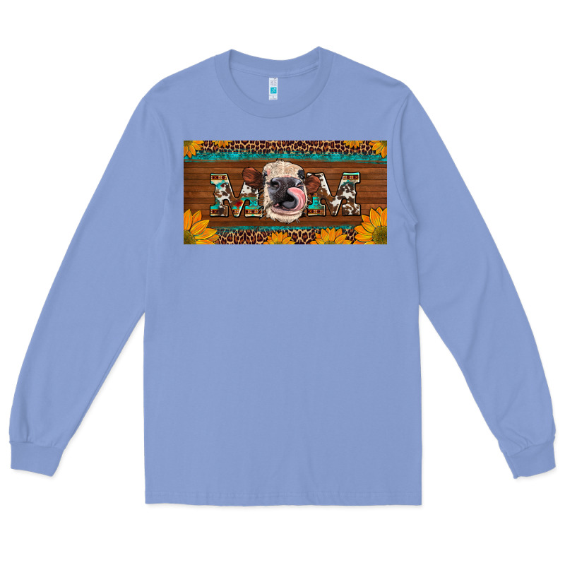 Western Heifer Mom With Sunflowers And Turquoise License Plate Long Sleeve Tee by Artiststas | Teevron