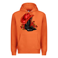 Carrot valentines day cowboy boots red  and roses Premium Hoodie - AdoDesignShop