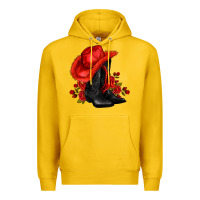 Lemon valentines day cowboy boots red  and roses Premium Hoodie - AdoDesignShop