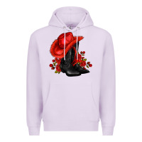 Lilac valentines day cowboy boots red  and roses Premium Hoodie - AdoDesignShop
