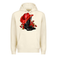 Sandshell valentines day cowboy boots red  and roses Premium Hoodie - AdoDesignShop