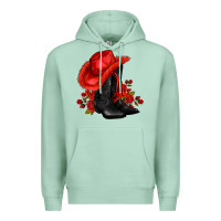 Seafoam valentines day cowboy boots red  and roses Premium Hoodie - AdoDesignShop