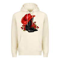Tofu valentines day cowboy boots red  and roses Premium Hoodie - AdoDesignShop