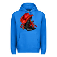 True Royal valentines day cowboy boots red  and roses Premium Hoodie - AdoDesignShop