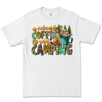 White Weekends Coffee And Camping Premium Tee - CowhideDigitalArt