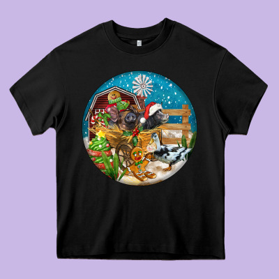 Christmas  Farm Animals Heavy Core Tee Designed By Fadigitalartstudio