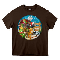 Chocolate Brown Christmas  farm animals Heavy Core Tee - FaDigitalArtStudio