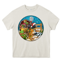 Cream Christmas  farm animals Heavy Core Tee - FaDigitalArtStudio