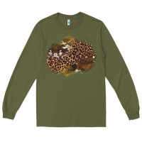 Army Green leopard cowhide glitter patches Long Sleeve Tee - Artiststas