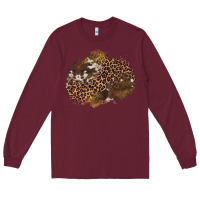 Burgundy leopard cowhide glitter patches Long Sleeve Tee - Artiststas