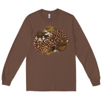 Chestnut leopard cowhide glitter patches Long Sleeve Tee - Artiststas