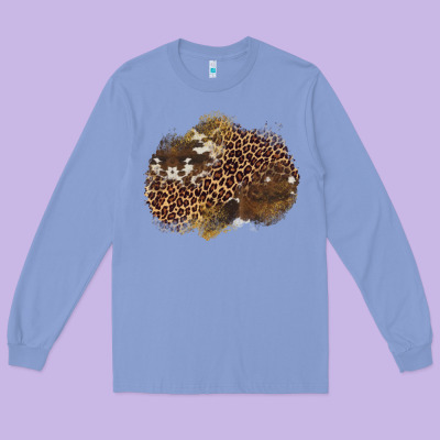 Leopard Cowhide Glitter Patches Long Sleeve Tee Designed By Artiststas