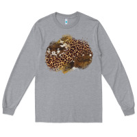 Heather Grey leopard cowhide glitter patches Long Sleeve Tee - Artiststas