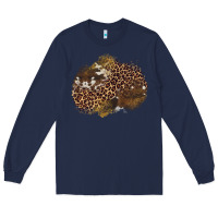 Navy leopard cowhide glitter patches Long Sleeve Tee - Artiststas