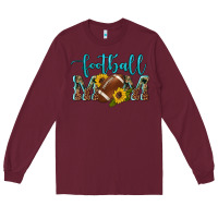 Burgundy western leopard camouflage sunflowers  glitter mom football Long Sleeve Tee - Artiststas
