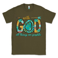 Army Green with god all things are possible with turquoise gemstone bbs Classic Tee - BundleAndBundleShop