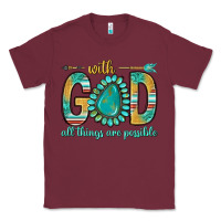 Burgundy with god all things are possible with turquoise gemstone bbs Classic Tee - BundleAndBundleShop