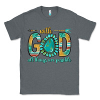Charcoal Heather with god all things are possible with turquoise gemstone bbs Classic Tee - BundleAndBundleShop