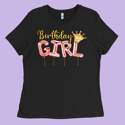 Birthday Girl Balloon Ladies Tee Designed By Artiststas