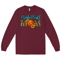 Burgundy western leopard camouflage sunflowers glitter mom basketball Long Sleeve Tee - Artiststas