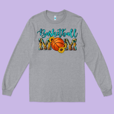 Western Leopard Camouflage Sunflowers Glitter Mom Basketball Long Sleeve Tee Designed By Artiststas