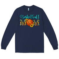 Navy western leopard camouflage sunflowers glitter mom basketball Long Sleeve Tee - Artiststas